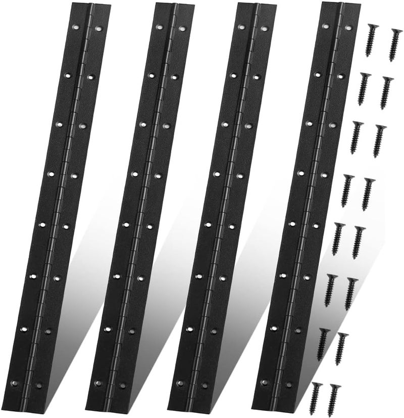 FVSEC 4 Pack 16 Inch Piano Hinge, Heavy Duty Continuous Hinge with Holes for Cabinets Boat Marine Door, 304 Stainless Steel 0.04" Leaf Thickness 1.2'' Open Width (Black) - Image 1
